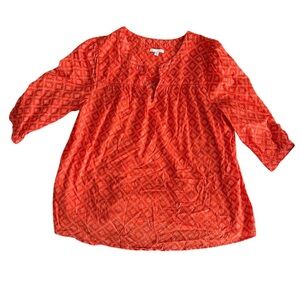 GAP Orange Relaxed Tunic with Mandarin Collar